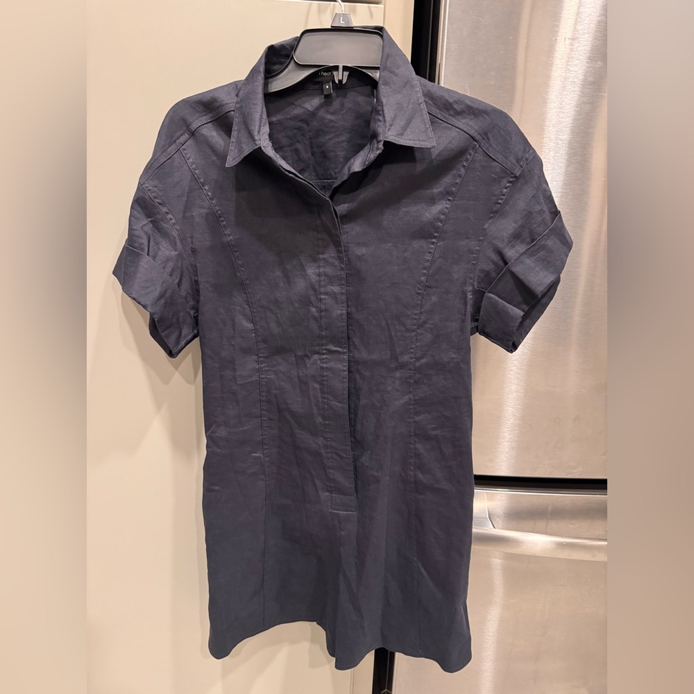 Theory Dark Blue Linen Romper
